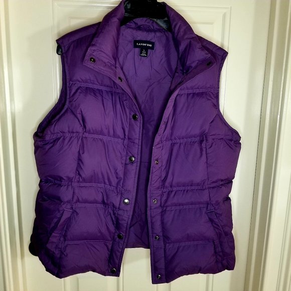 Lands’ End Women’s Goose Down Puffer Vest Purple Sz LARGE 14-16 - Picture 2 of 13